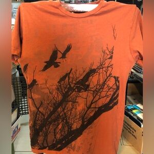 Black birds and Tree Graphic Apt. 9 Vibrant Orange Cotton Tee